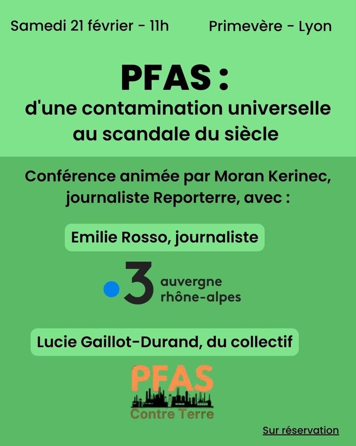 «<small class="fine d-inline"> </small><span class="caps">PFAS</span> : d'une contamination universelle au scandale du siècle<small class="fine d-inline"> </small>», au salon Primevère (Lyon)