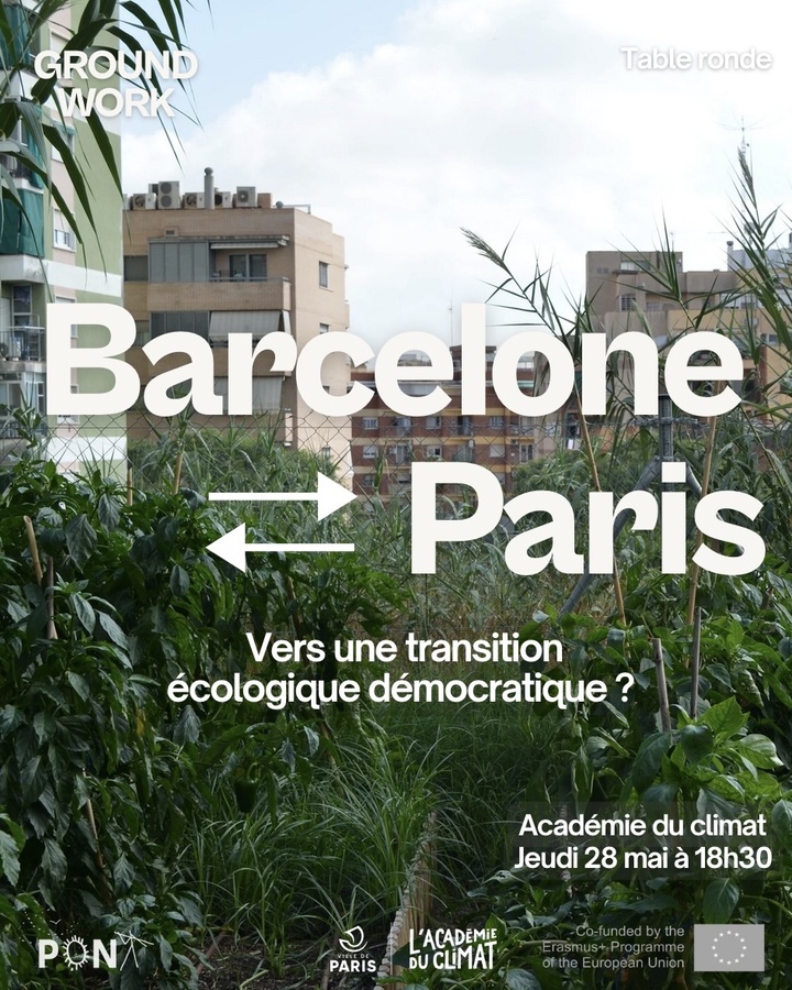 «<small class="fine d-inline"> </small>Barcelone – Paris : vers une transition écologique démocratique<small class="fine d-inline"> </small>», rencontre à Paris