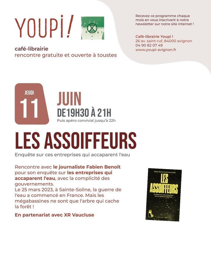 «<small class="fine d-inline"> </small>Les Assoiffeurs<small class="fine d-inline"> </small>», rencontre autour du livre à Avignon (Vaucluse)
