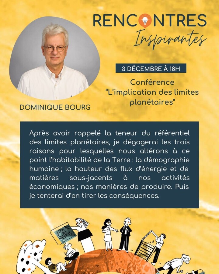 Les implications des limites planétaires, rencontre avec Dominique Bourg, à Lyon