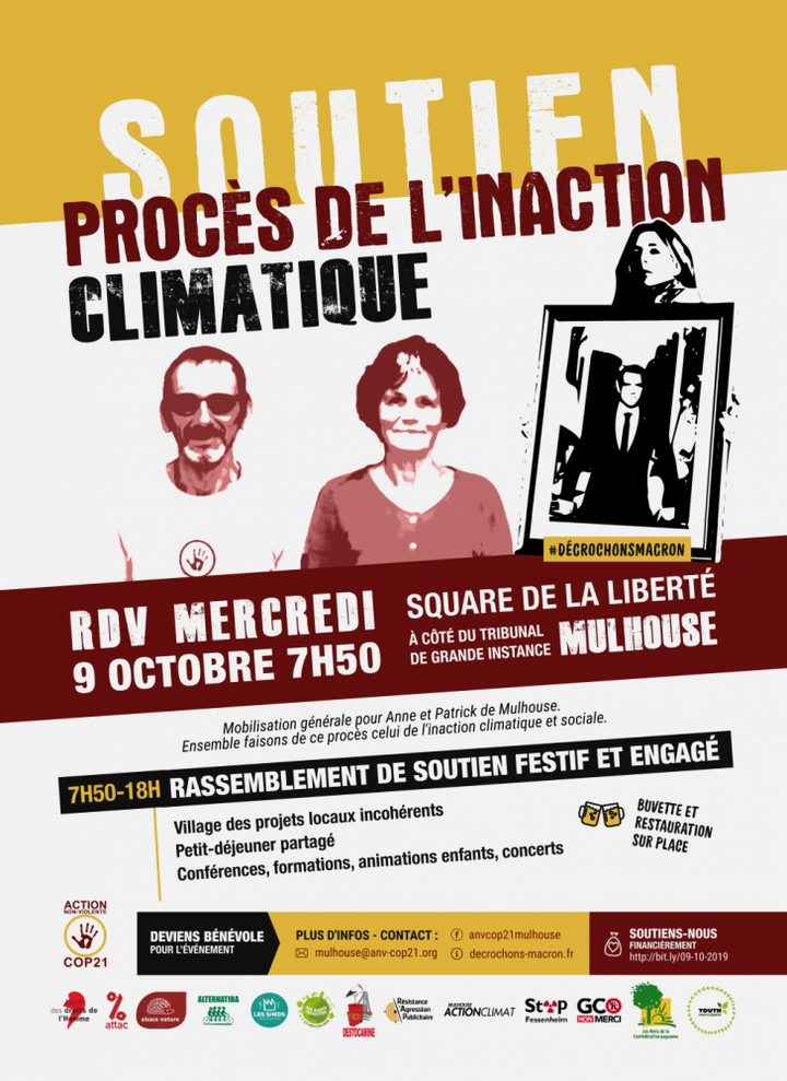 Soutien à Anne et Patrick au procès de l'inaction climatique, à Mulhouse (Haut-Rhin)